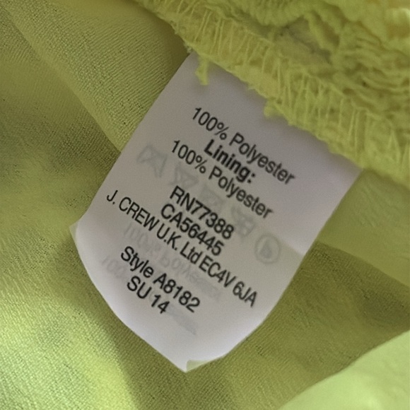 J Crew Collection Floral Lace Sheath Dress Neon Bright Yellow A8182 EUC Size 4 - Picture 11 of 11